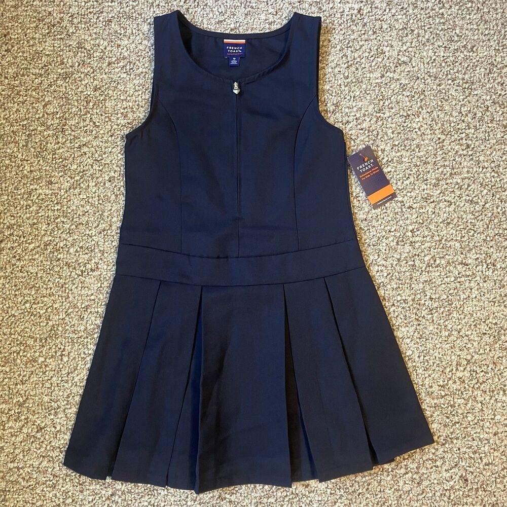 NWT Girls French Toast Uniform Jumper Size 10 Navy Blue Pleated Zipper School